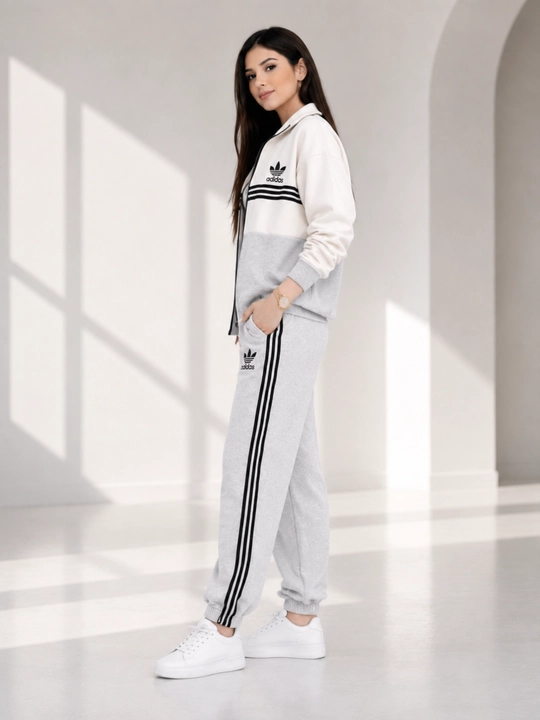 Ayollar sport kostyumi 3 qismli olimpiyka top shim oversize kulrang casual