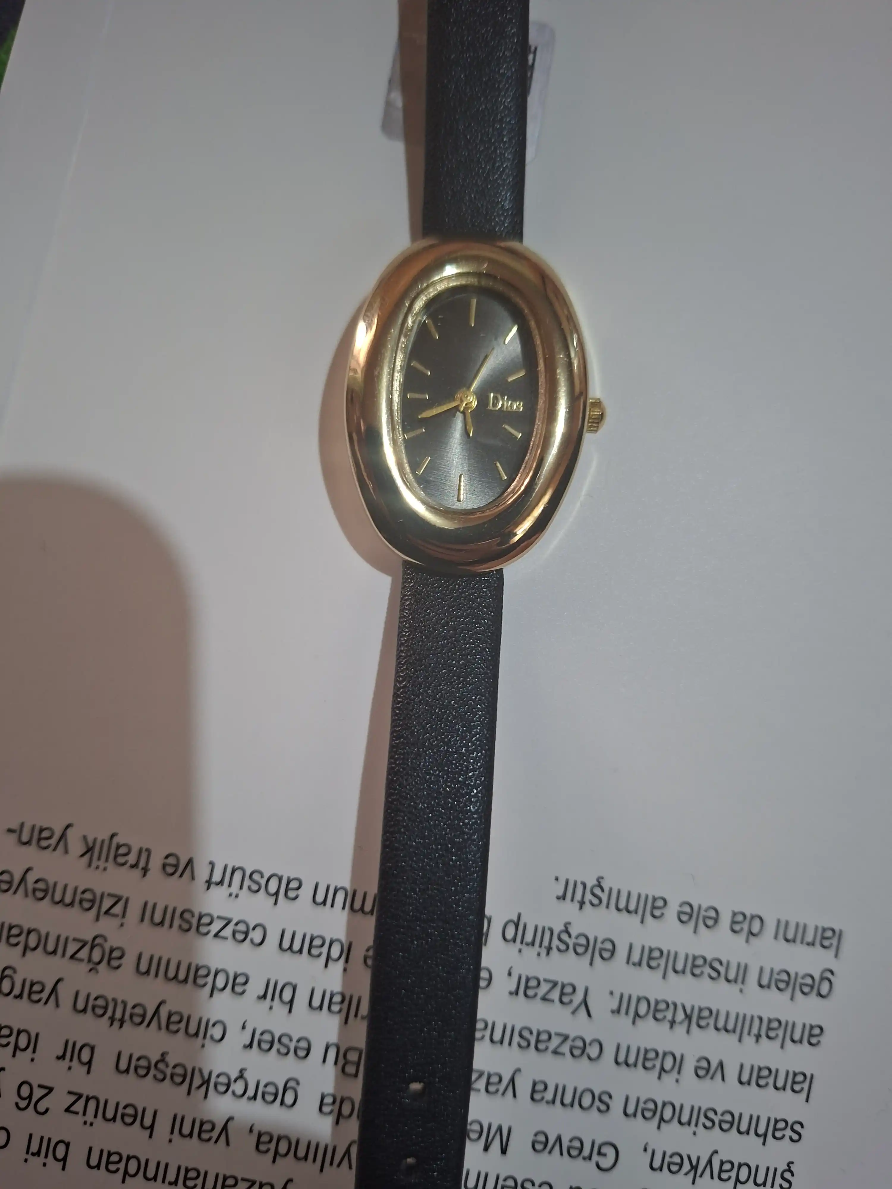 Dios ayollar uchun qo'l soati, klassik oval dizayn, charm kamar, kvarts