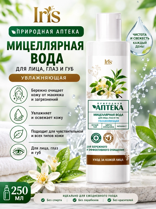 Tabiiy dorixona seriyasining yuz, ko‘z va lablar uchun namlantiruvchi miselyar suvi 250 ml - 