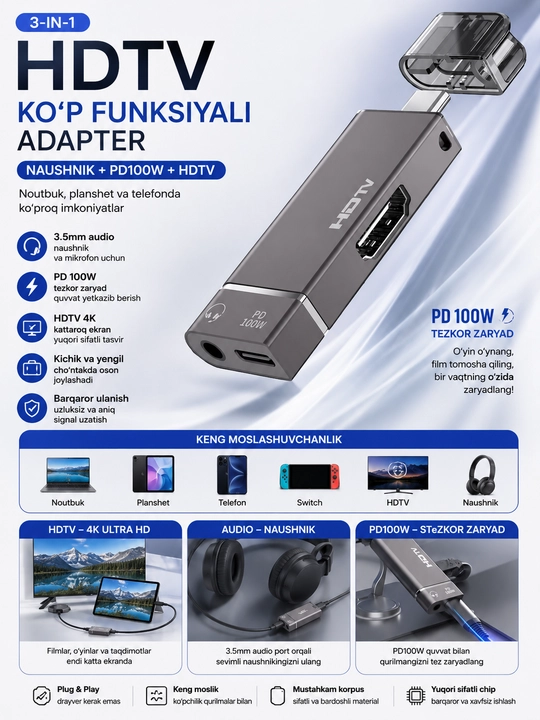 Кабель-адаптер OTG Type C с USB на Type C, кабель передачи данных OTG - 
