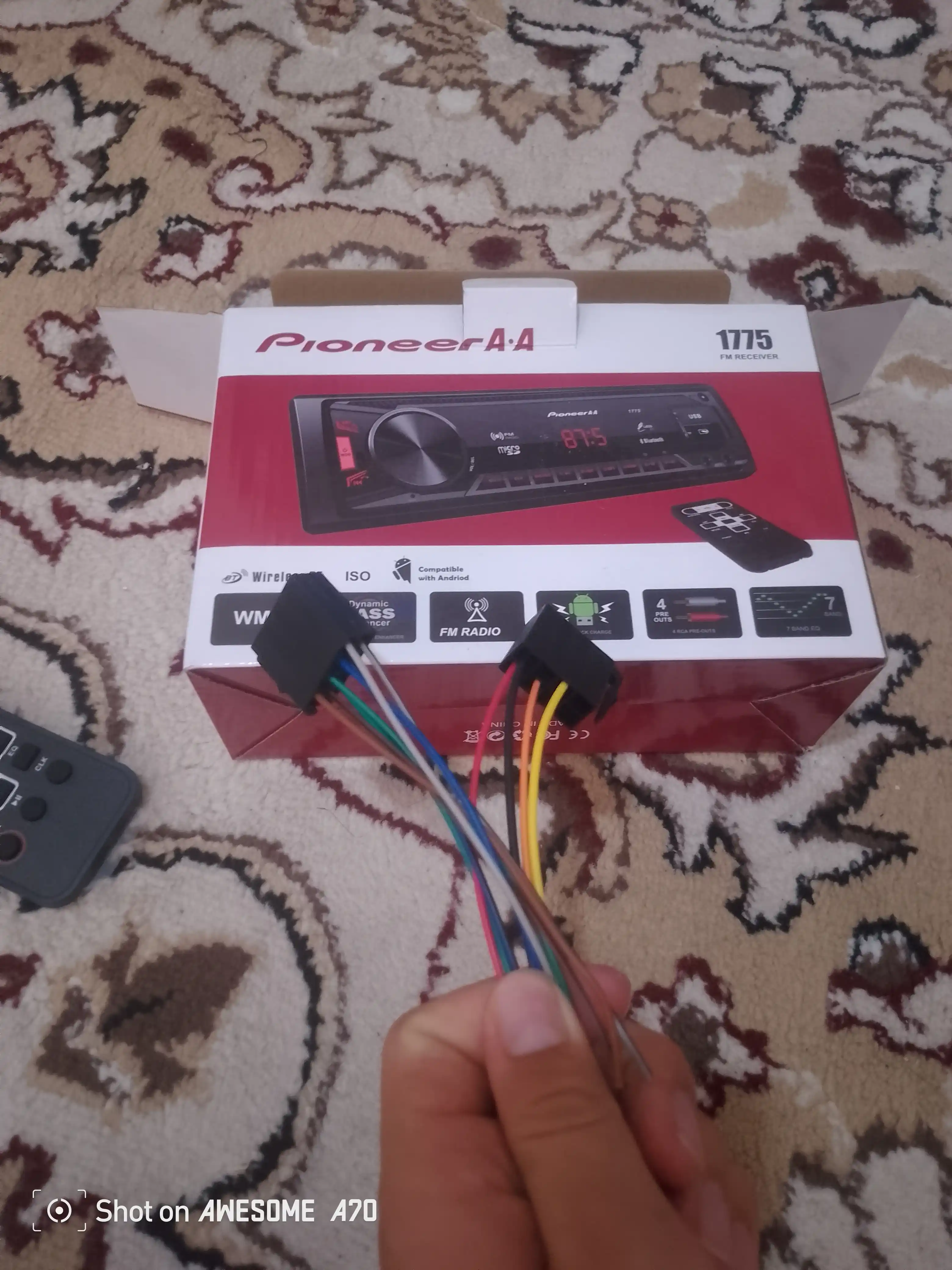Автомагнитола Pioneer 2 пульта, CarPlay, Bluetooth, AUX, MP3, USB, FM-радио, Магнитофон