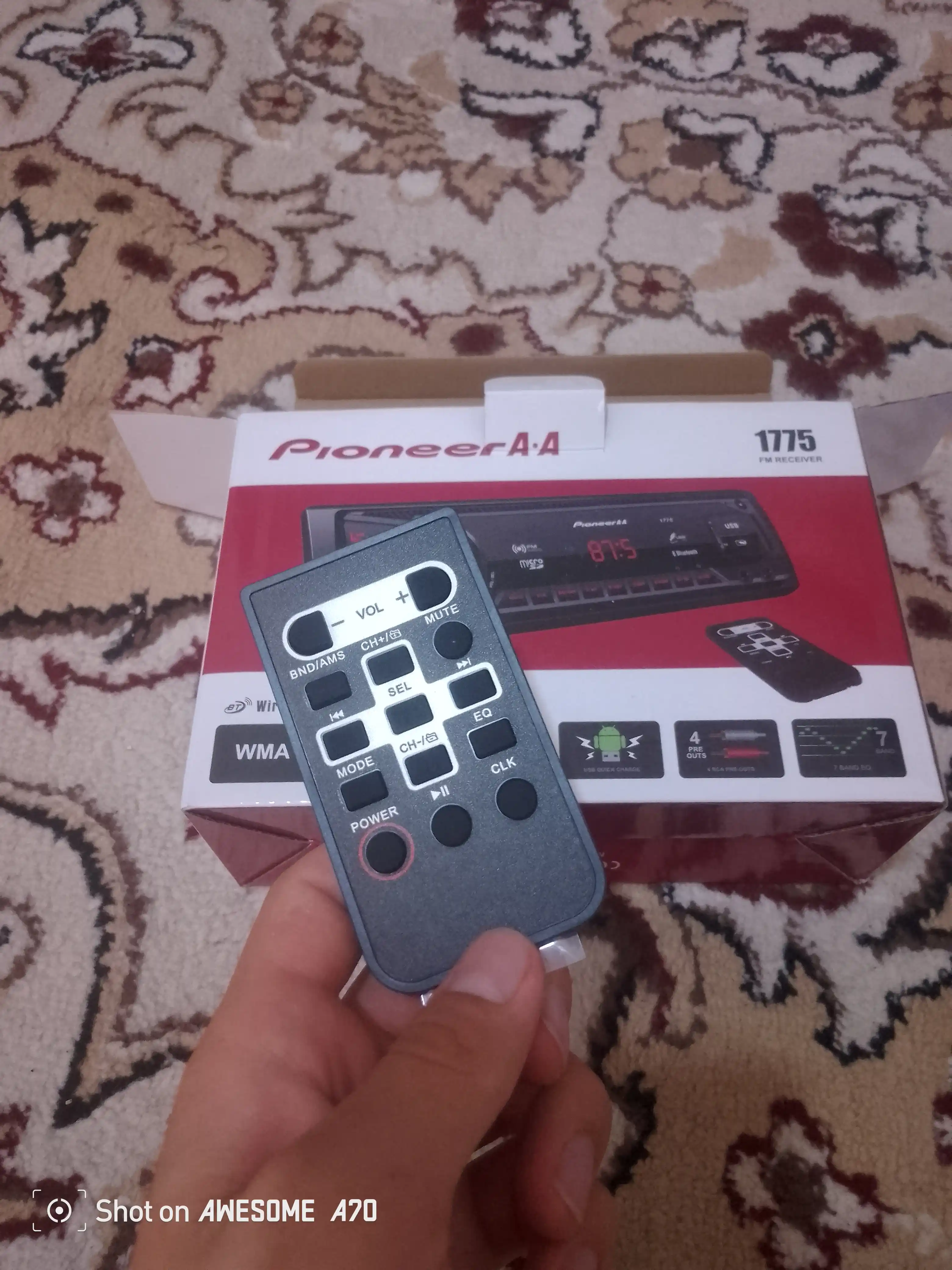 Автомагнитола Pioneer 2 пульта, CarPlay, Bluetooth, AUX, MP3, USB, FM-радио, Магнитофон