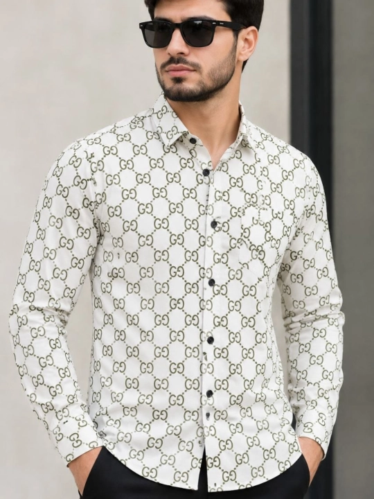 Elegant Style,Мужская классическая рубашка с принтом, длинный рукав для школы и колледжа - 