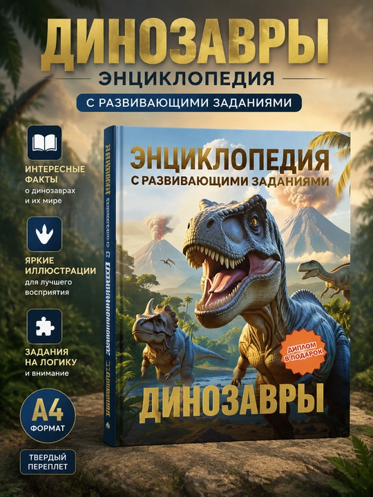 Dinozavrlar ensiklopediyasi – rivojlantiruvchi topshiriqlar bilan bolalar uchun kitob - 