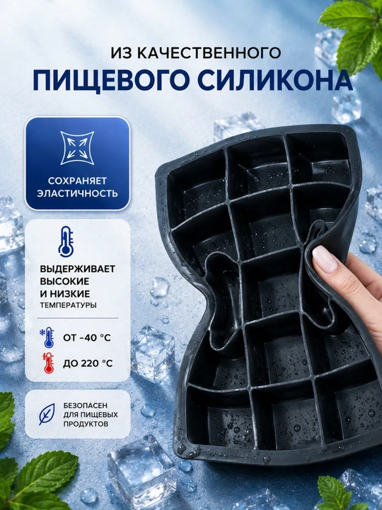 Форма для льда, из силикона и пластика, ёмкость контейнер для приготовления льда
