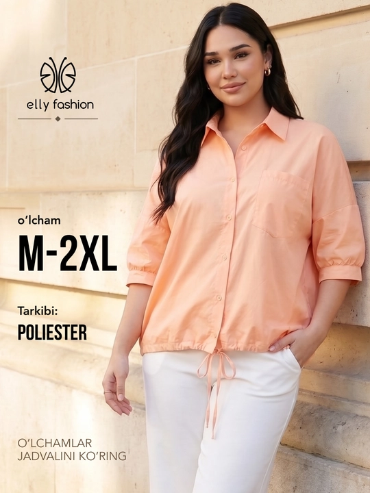 Rubashka ayollar oversize, hajmli yengli erkin rubashka ELLY FASHION