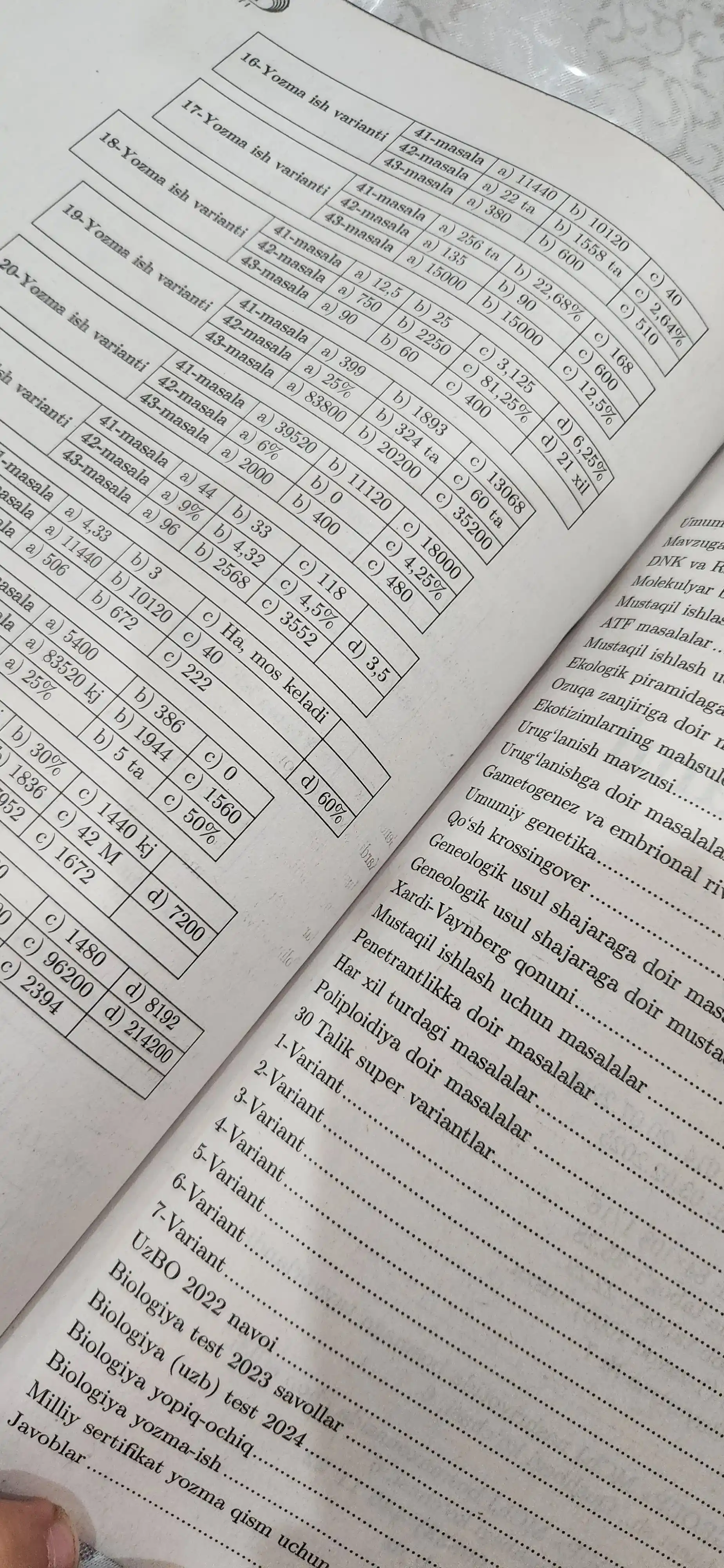 IQTIDOR BIOLOGIYA, masalalar to'plami, Sherbek Xolbo`tayev