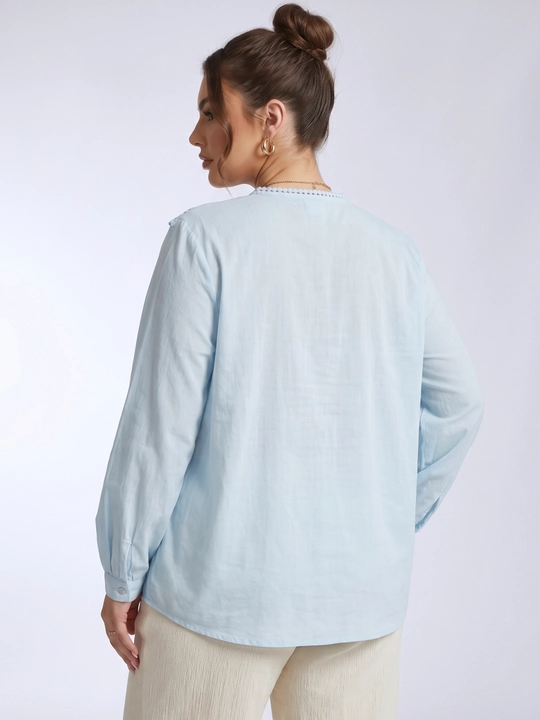 Rubashka ayollar, erkin bichimli bluzka, paxta 100% — ELLY FASHION