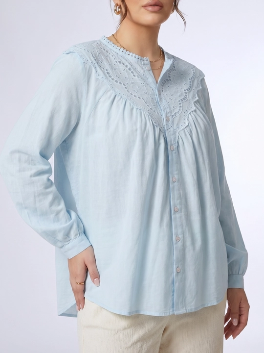 Rubashka ayollar, erkin bichimli bluzka, paxta 100% — ELLY FASHION