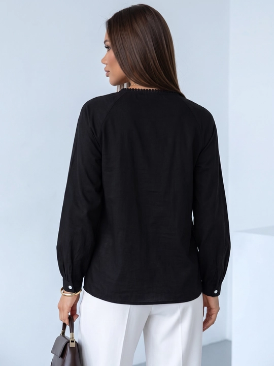 Rubashka ayollar, erkin bichimli bluzka, paxta 100% — ELLY FASHION