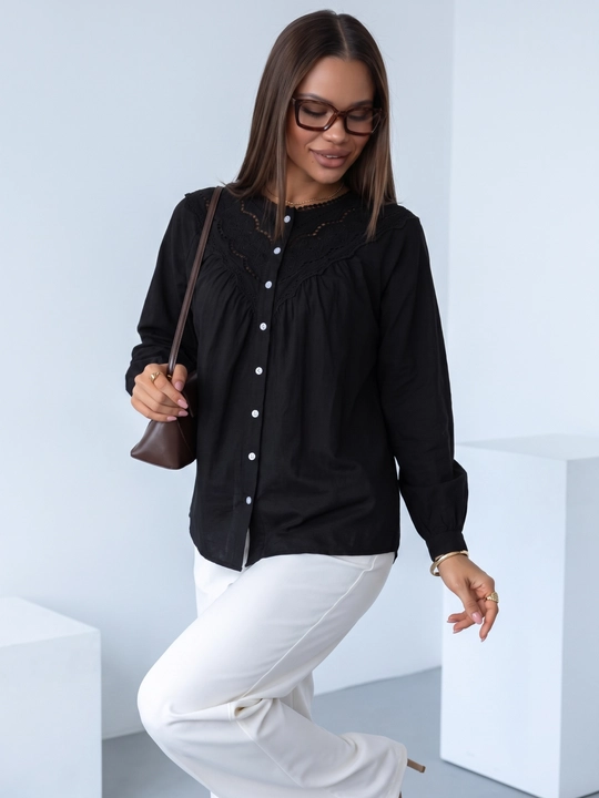 Rubashka ayollar, erkin bichimli bluzka, paxta 100% — ELLY FASHION