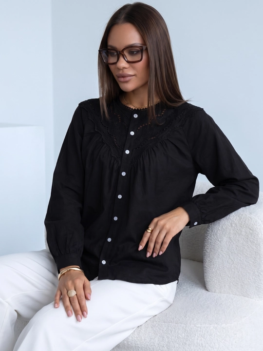 Rubashka ayollar, erkin bichimli bluzka, paxta 100% — ELLY FASHION