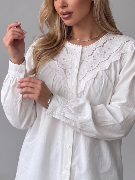 Rubashka ayollar, erkin bichimli bluzka, paxta 100% — ELLY FASHION