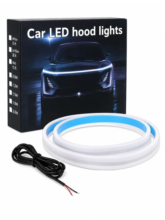 Avtomobil kapoti uchun LED yorug‘lik lentasi 1.5 m – DRL dekorativ chiziqli chiroq 12V