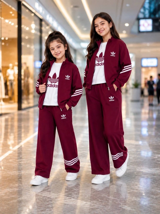 Спортивный костюм-тройка для девочек в стиле Adidas 9–14 лет хлопок XB, комплект на молнии - 