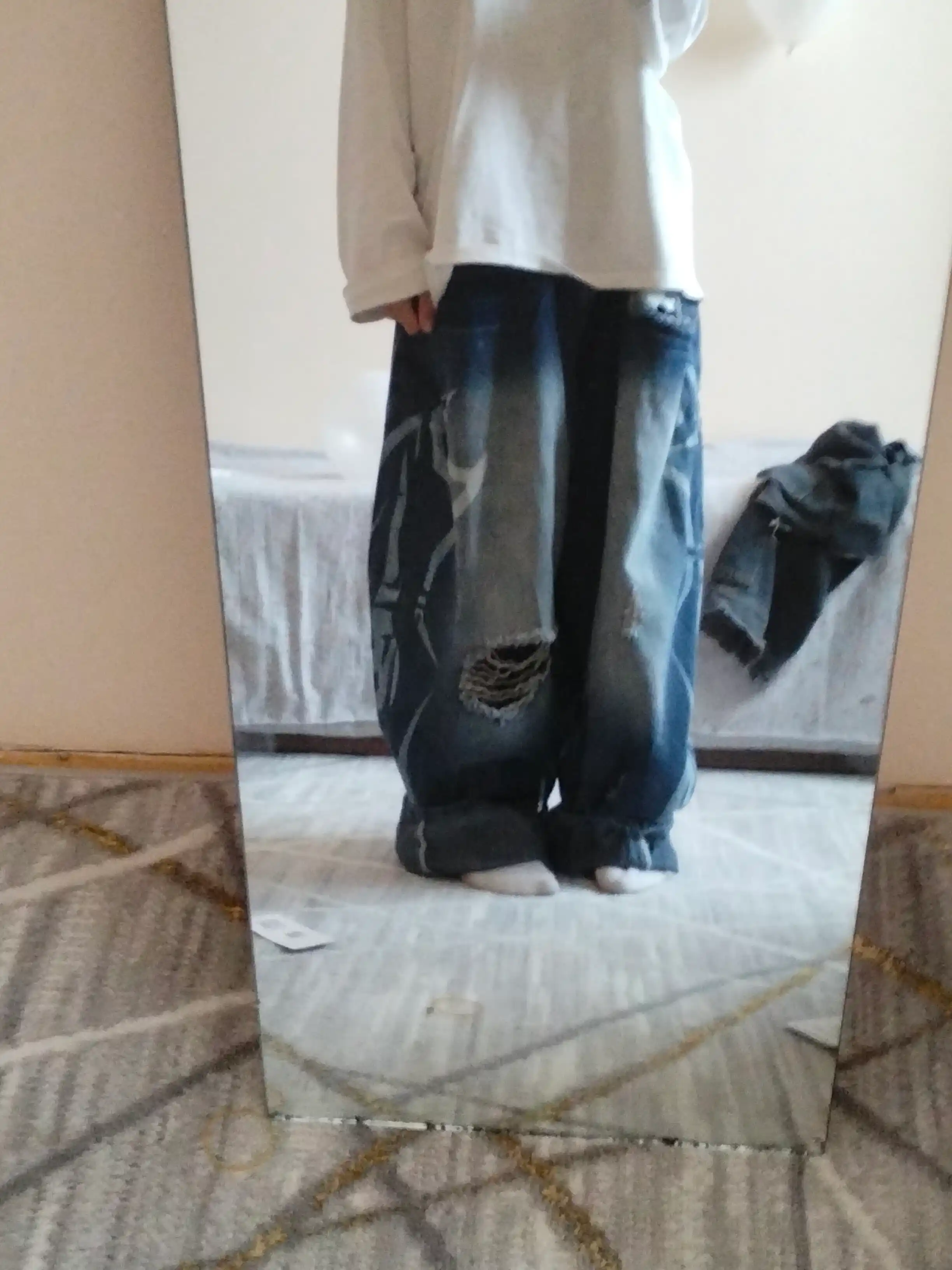 Ayollar baggy jinsi shimlari, keng Y2K, katta o‘lchamli, quvurli