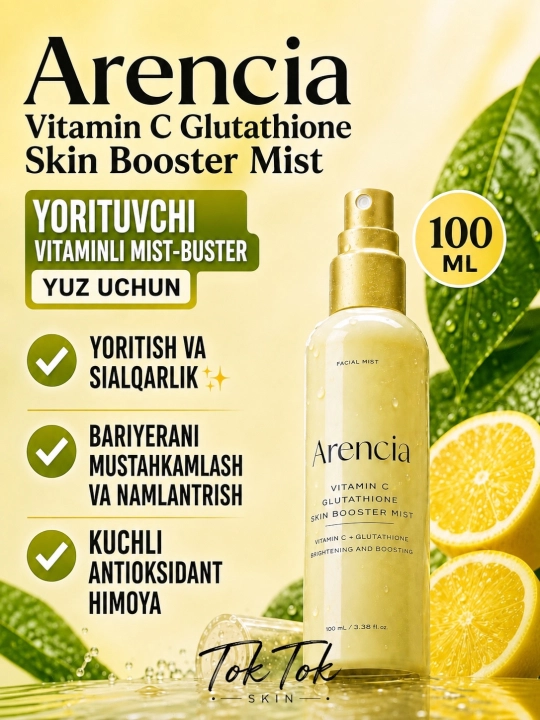 Arencia Vitamin C Glutathione Booster Mist niatsinamidli yuz uchun yorituvchi mist-buster - 