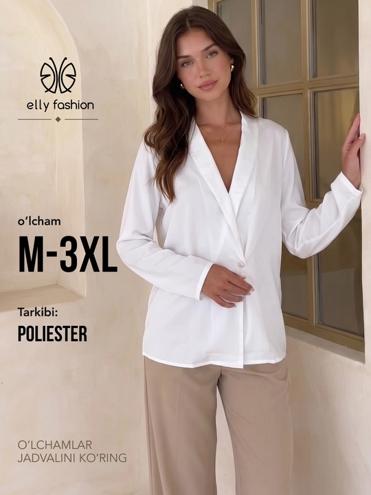 Ayollar shifon bluzkasi Elly Fashion, o‘rama bichimli va uzun yengli