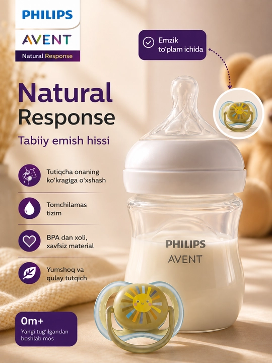 Бутылочка Philips Avent Natural Response , с пустышкой 0м+ BPA Free для малышей