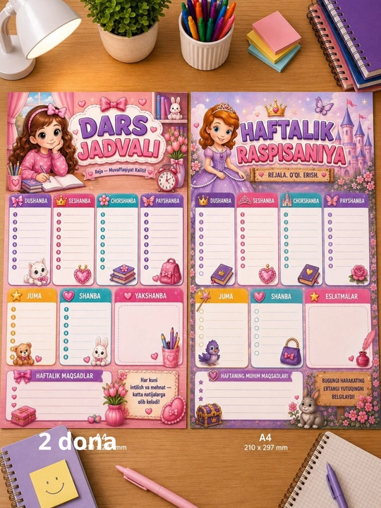 Dars jadvali maktab uchun (planner)