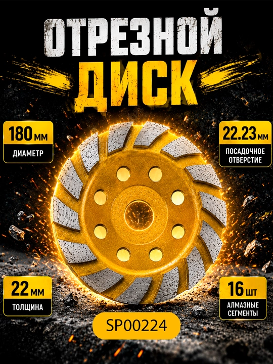 Алмазная чашка Cup Wheel для шлифовки бетона и камня - 