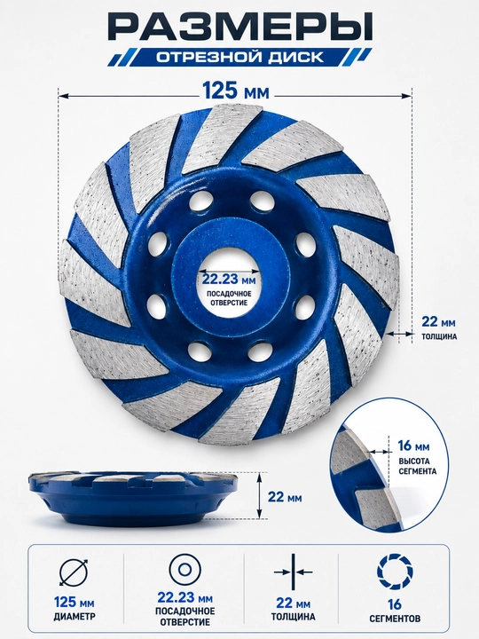 Алмазная чашка Cup Wheel для шлифовки бетона и камня