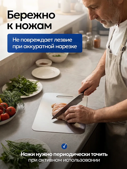 Разделочная доска из нержавеющей стали двусторонняя кухонная