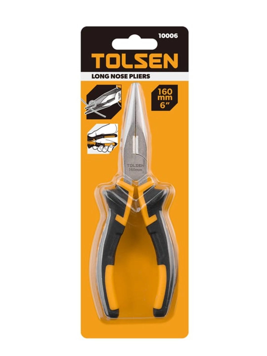 TOLSEN To'g'ri Ignali Burunli Penseler, 200 mm, Kombinatsiyalangan Tutqichlar 10007