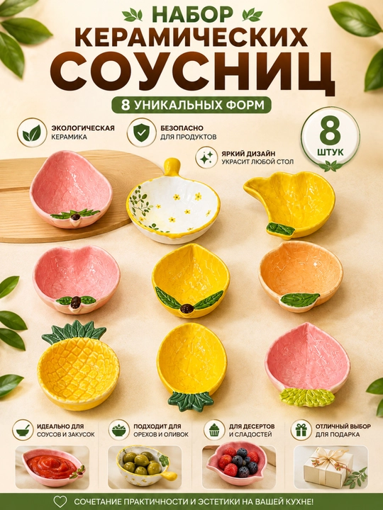 Набор керамических соусниц, 8 предметов - 