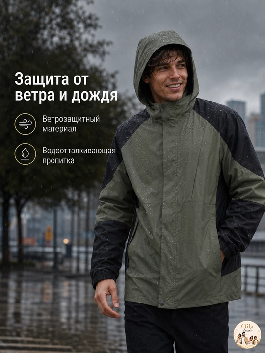 Kapyushonli erkaklar mavsumiy vetrovkasi, bahorgi kurtka, Yevropa o‘lchami M–3XL