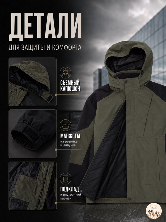 Kapyushonli erkaklar mavsumiy vetrovkasi, bahorgi kurtka, Yevropa o‘lchami M–3XL