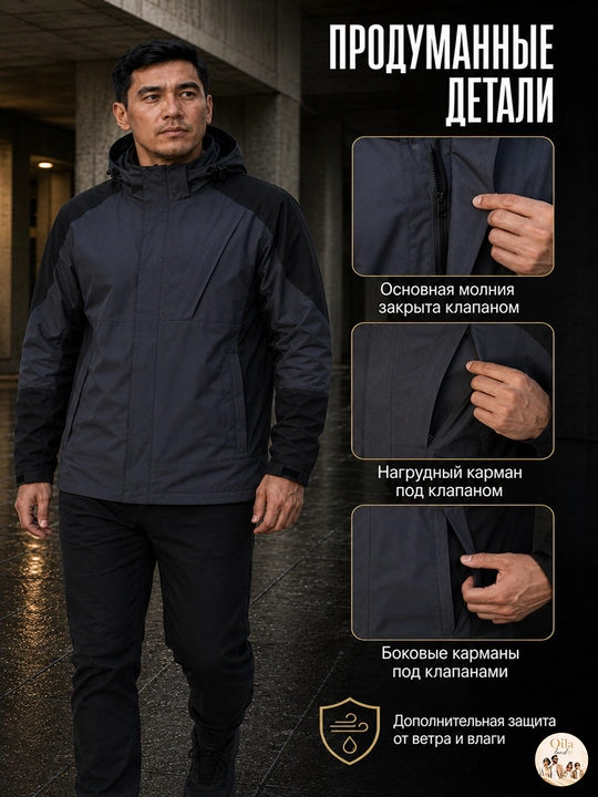 Kapyushonli erkaklar mavsumiy vetrovkasi, bahorgi kurtka, Yevropa o‘lchami M–3XL