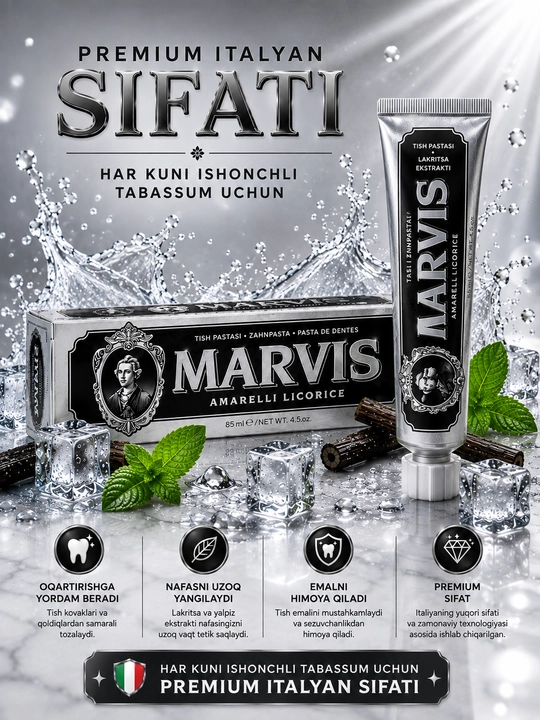 Зубная паста с отбеливающим эффектом, MARVIS Amarelli Licorice