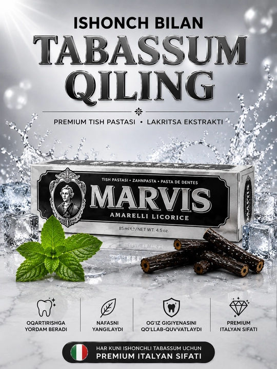 Зубная паста с отбеливающим эффектом, MARVIS Amarelli Licorice