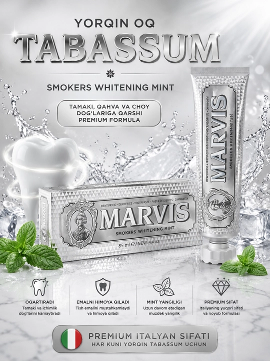 Oqartiruvchi effektga ega Tish pastasi, MARVIS Amarelli Licorice - 