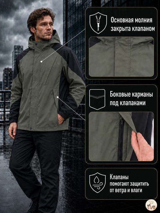 Kapyushonli erkaklar mavsumiy vetrovkasi, bahorgi kurtka, Yevropa o‘lchami M–3XL