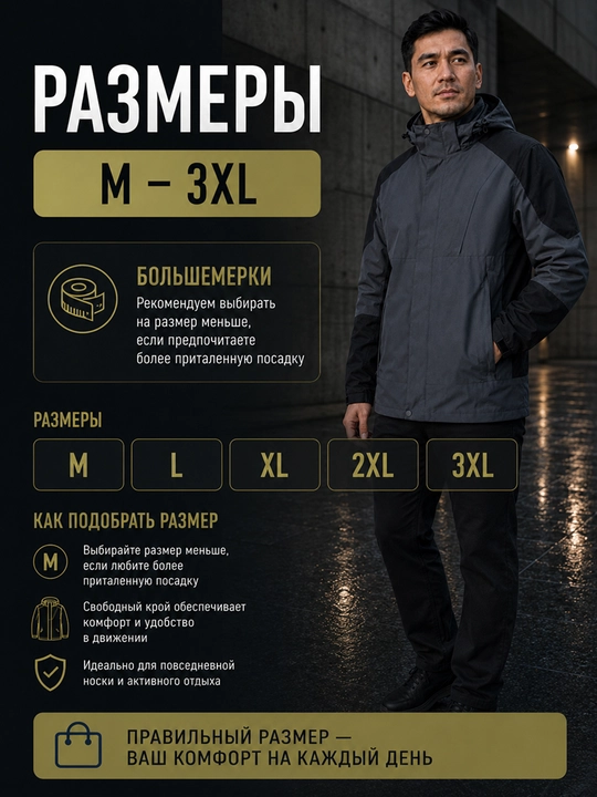 Kapyushonli erkaklar mavsumiy vetrovkasi, bahorgi kurtka, Yevropa o‘lchami M–3XL