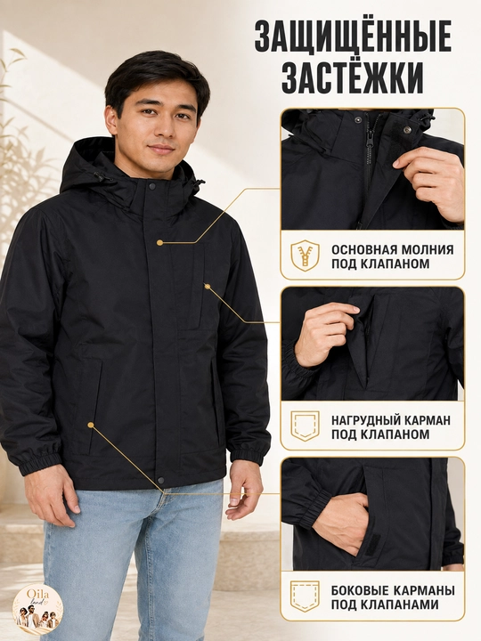 Kapyushonli erkaklar mavsumiy vetrovkasi, bahorgi kurtka, Yevropa o‘lchami M–3XL