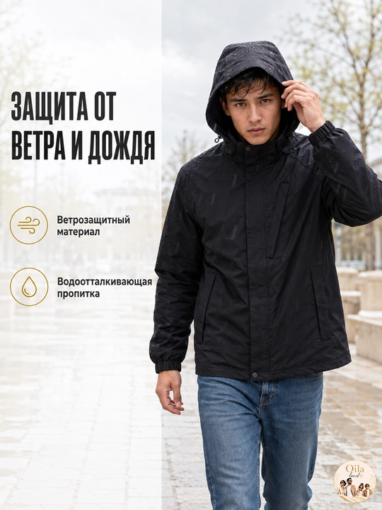Kapyushonli erkaklar mavsumiy vetrovkasi, bahorgi kurtka, Yevropa o‘lchami M–3XL