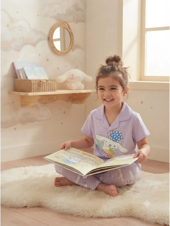Bolalar pijamasi Cinnamoroll, paxtali uyqu kiyimi, 2 qismli, binafsha - 