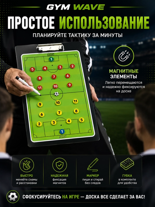 Futbol taktik doskasi, magnitli taktik doska, futbol murabbiyi doskasi, futbol uchun doska