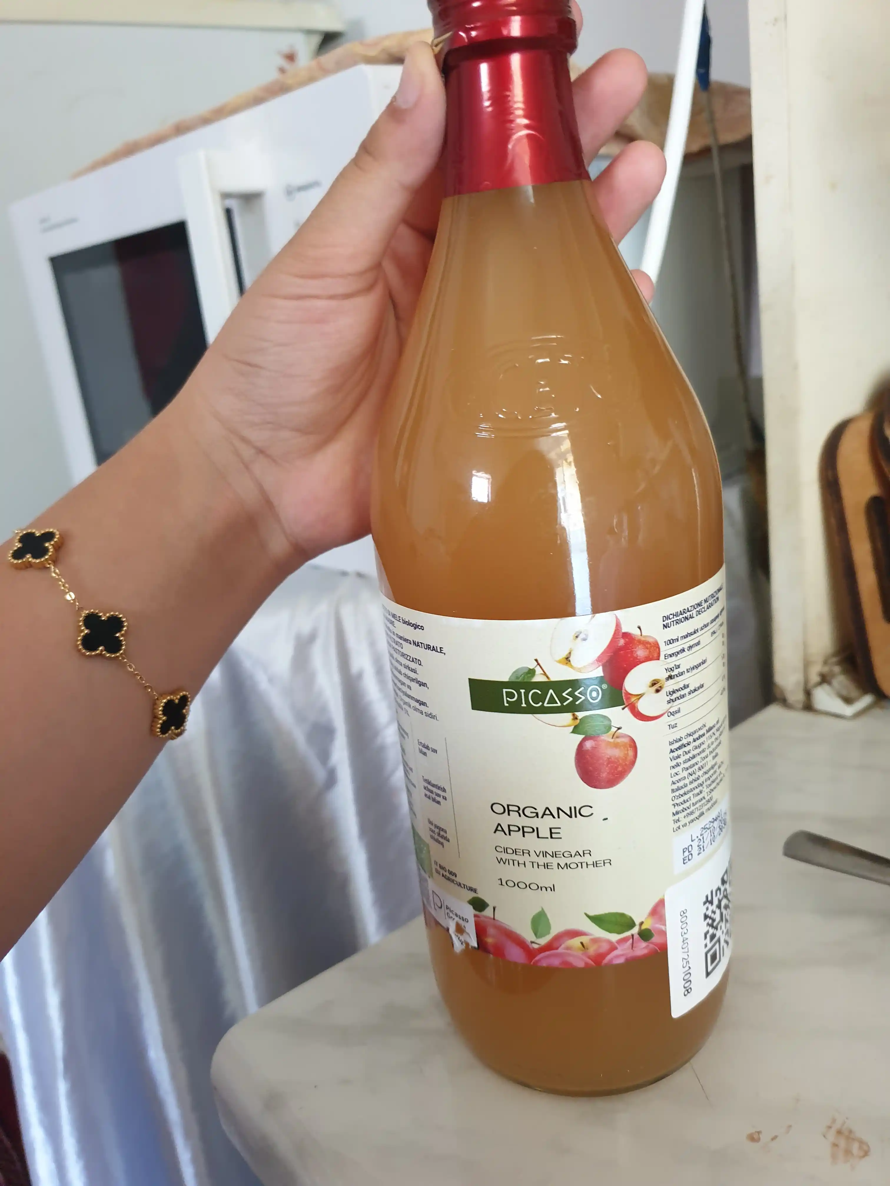 Organik olma sirkasi, filtrlanmagan, 1 litr Picasso Italiya