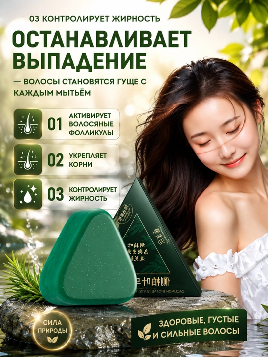 Мыло с усьмой, шампунь-мыло, мыло для роста волос, укрепляющее мыло