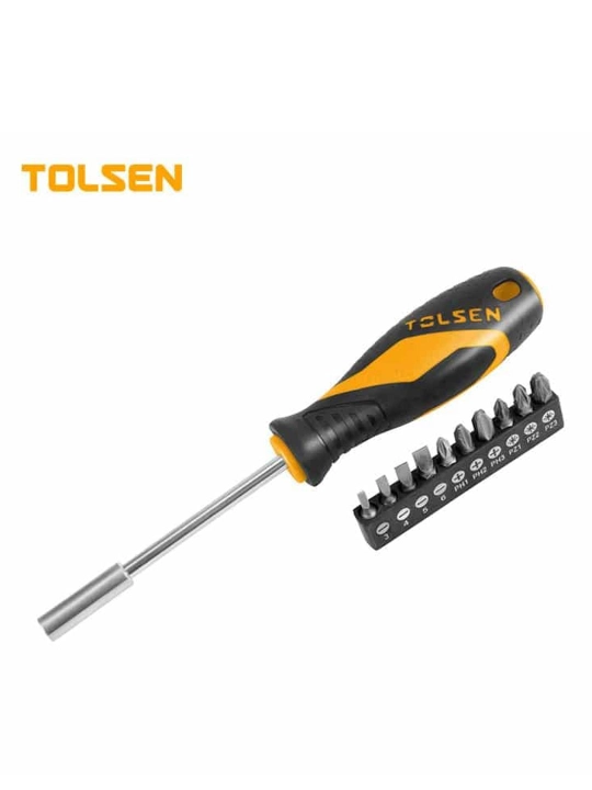 Отвертка с битами TOLSEN 1/4" 25 мм, 11 пр 20044