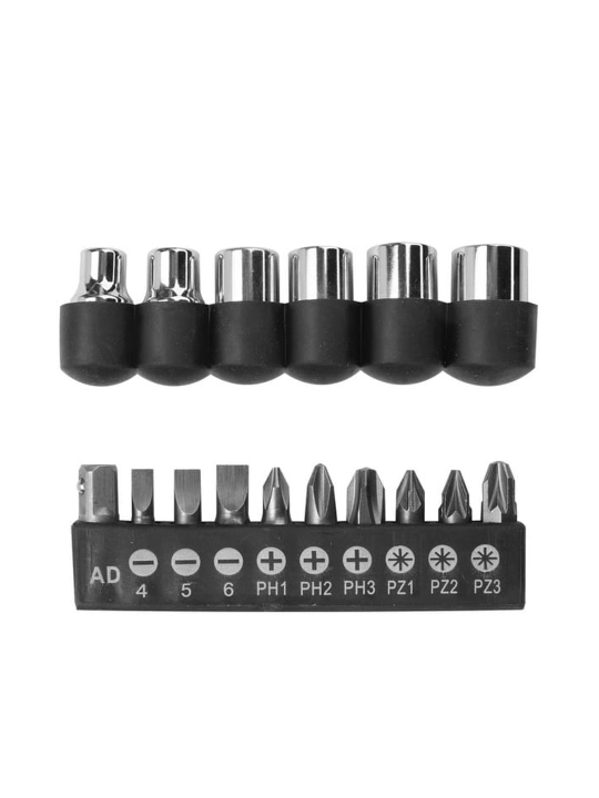 Отвертка с головками и битами TOLSEN 1/4" 25 мм, переходник, 17 пр 20045