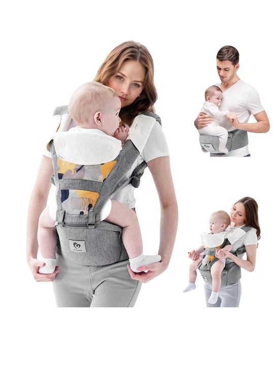 Эрго-рюкзак Bellababy Hip Seat 6 в 1, переноска для детей до 18 кг, серый - 
