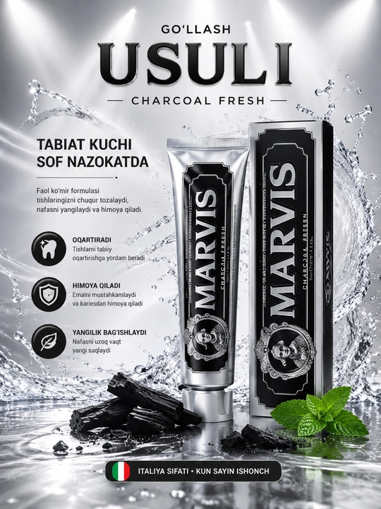 Oqartiruvchi ta’sirga ega tish pastasi, MARVIS Amarelli Licorice - 