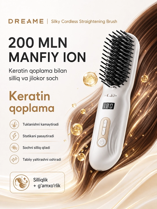 Dreame Silky to‘g‘rilagichli portativ termocho‘tka, ionizatsiya bilan, Type-C,200 °C gacha