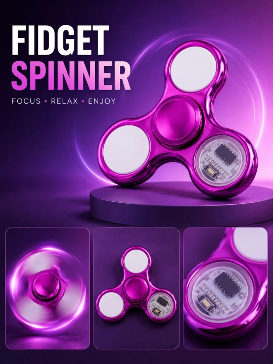 Fidget Spinner anti-stress o'yinchog'i, 3 qanotli, bolalar va kattalar uchun