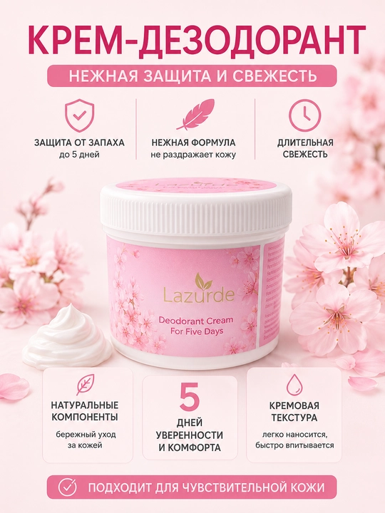 Krem-dezodarant-antiperspirant terlashga qarshi Lazurde, parfyumerlangan, 50 ml - 